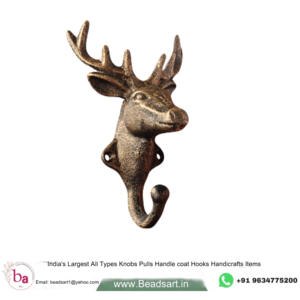 Safari Deer Animal Crochet mural en fonte Cintre pour manteau et chapeau avec porte-clés antique en laiton Crochets et rails Produit - Product Image 1