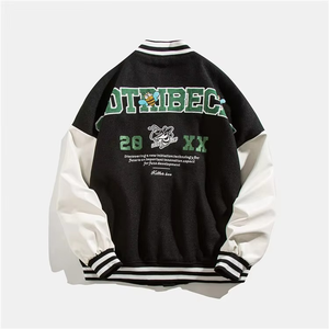 Logotipo personalizado Chenille bordado parche Universidad Varsity Letterman chaqueta béisbol cuero mangas chaqueta de invierno para los hombres - Product Image 2