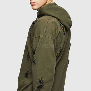 Sweats à capuche décontractés et usés pour hommes, streetwear confortable en coton de qualité supérieure - Product Image 3