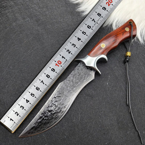 Couteau Bowie de survie pour le camping en plein air, en acier Damas de haute qualité, personnalisé en gros, service OEM ODM professionnel, fixe - Product Image 2