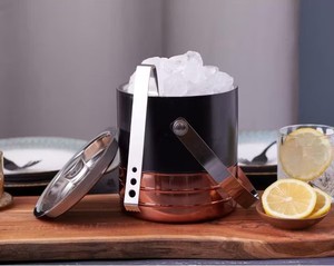 Stylish Stainless Steel <b>Ice</b> <b>Bucket</b> <b>with</b> <b>Lid</b> Handle and Tongs Two Tone Finish Insulated Design for Modern Home Bar - Product Image 2