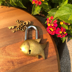 Fish Design Functioning Cast Iron <b>Lock</b> in Brass Padlock with Animal Shape Elegant Decor Cheap Price Quality Collection Outdoor - Product Image 1