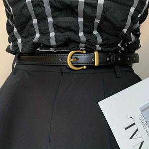 Cinturón de piel auténtica Vintage informal para hombre, piel de vaca con hebilla de acero ovalada clásica para uso diario y fiestas, gran idea de regalo - Product Image 3