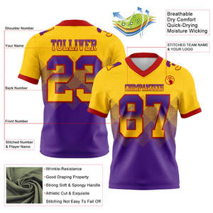 Maillot de football américain en maille respirante avec drapeau style dégradé forme carrée authentique adaptée aux sports scolaires - Product Image 4