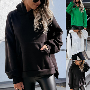 Vente en gros de vêtements de mode pour femmes automne sweats à capuche en coton à fermeture éclair de style américain à prix bon marché automne hiver stock de sweat à capuche surdimensionné pour femme - Product Image 4