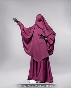 Vente en gros de commerçants de mode deux pièces pour ensemble longue tenue Khimar femmes musulmanes vêtements islamiques polyester léger longueur de plancher - Product Image 5