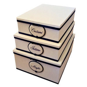 Scatola Organizzatrice per Vestiti Rivestita in Tela Grezza - Product Image 1