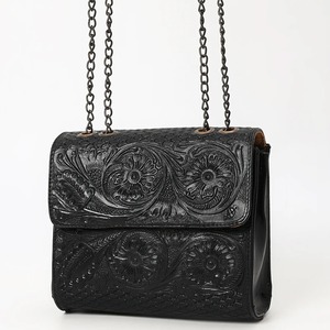 Bolso Bandolera de Verano Bohemio de Cuero Genuino Repujado para Mujer, Bolso de Hombro con Cadena y Diseño Floral Vintage, Moda OEM - Product Image 1