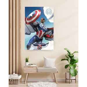 Póster de Capitán América de Marvel Brave New World, estilo de diseño moderno, arte de pared hecho de papel - Product Image 2