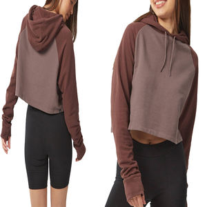 <b>Women's</b> Solid Fleece Crop <b>Top</b> Hoodie Stylish Cropped Front Logo Wholesale <b>Winter</b> Autumn Teen Girls Sweatshirt Polyester - Product Image 6