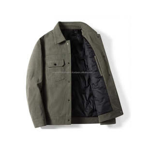 Latest Customized High Quality Breathable <b>Men's</b> Casual <b>Corduroy</b> Padded <b>Jacket</b> Warm Winter Outerwear Quilted Lining Front Loose - Product Image 1