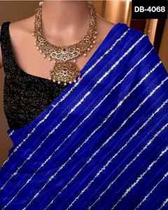 Sari de Georgette étnico indio para mujer, bordado pesado y trabajo de secuencia para bodas y festivales de fiesta - Product Image 3