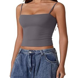 Top vente nouvelle mode femmes débardeurs avec Logo Slim Fit plaine longue Fitness hauts d'entraînement 100% respirant durable OEM - Product Image 3