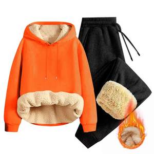 Conjuntos de chándal de 2 piezas para hombre, sudaderas con capucha de lana, pantalones de chándal con forro de Sherp - Product Image 3