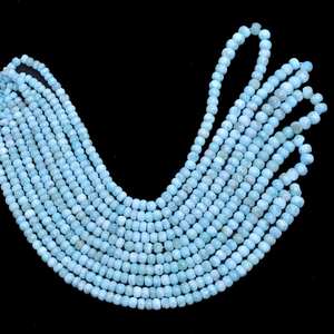 Cuentas de piedras preciosas naturales Larimar Smooth Rondelle Shape 4-6mm Piedra de Larimar azul Cuentas sueltas pulidas para la fabricación de joyas Tasa a granel - Product Image 5