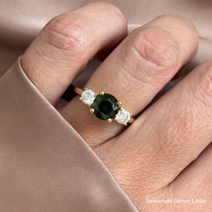 925 Sterling Silver Round Brilliant Cut Diamond Three Stone Engagement <b>Ring</b> with IGI Certification Lab Grown Unisex - Product Image 5