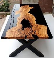 Table à manger en résine époxy de couleur noire en résine époxy en bois de luxe pour Restaurant cuisine Bar meubles de bureau/meubles de salon