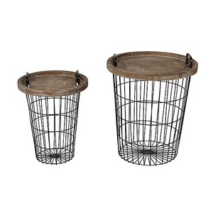 Decorative Garden Coffee Table Metal Iron Wire Home <b>Storage</b> Large Wooden & Metal Wire <b>Cage</b> Coffee Table Furniture - Product Image 2