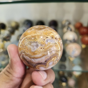 Cristal de guérison jaune dentelle agate sphère cristal boule de guérison pierre naturelle Quartz poli spécimen Rare Reiki plage nouvelle énergie - Product Image 2