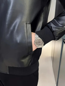 Veste tendance en cuir PU pour hommes Veste de moto pour hommes Veste en cuir chaude épaissie de qualité pour l'hiver pour hommes - Product Image 4