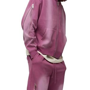 Chándales con cremallera para hombre, 100% algodón French Terry 450GSM, peso personalizado, efecto descolorido por el sol - Product Image 3