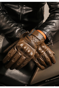 ถุงมือขับขี่รถจักรยานยนต์หนังแท้สีทึบสำหรับกีฬา-สำหรับขี่มอเตอร์ไซด์ฤดูหนาว - Product Image 2