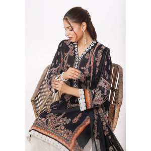 Conjunto de traje de tela estampada sin coser de 3 piezas para mujer, color negro - Product Image 1