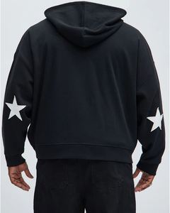 Sweat à capuche zippé pour homme, style streetwear personnalisé, en molleton épais, coupe courte, avec strass et impression DTG, prix de gros - Product Image 2