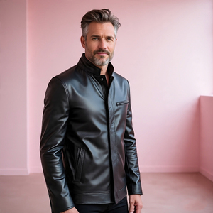 Chest Pocket Letterman PU Leather Jacket Men's Customize Vintage Genuine Leather Jackets Men Letterman Leather <b>Coat</b> Mens - Product Image 5