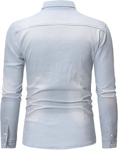 <b>Men's</b> Solid Color Long Sleeve Denim <b>Shirt</b> Breathable Button Stand Collar Casual Streetwear <b>for</b> Fall Party <b>Men's</b> Casual Day out - Product Image 4