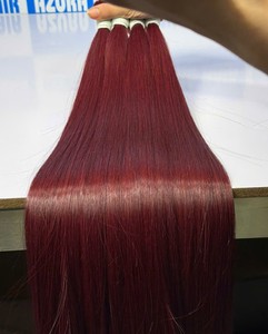 AZURA HAIR ผมตรงสีเบอร์กันดี ต่อผมแท้แบบเรมี่ เวียดนาม แบบเย็บสองชั้น น้ำหนัก 100 กรัม/แพ็ค ผมเวอร์จิ้นแท้ 100% - Product Image 1