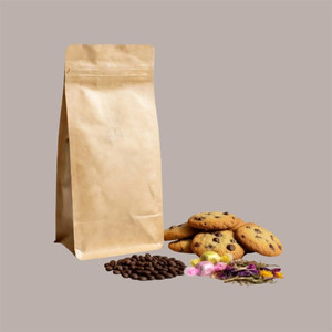 Classic Brown Kraft <b>Paper</b> Bag with Coffee Valve Strip 180+80x280mm <b>Biodegradable</b> 50 Pieces for Food for Coffee Tea Beverages - Product Image 2