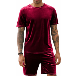 Ensemble de survêtement pour hommes en velours noir, style streetwear d'été pour la plage, ensembles jumeaux respirants de qualité supérieure, coupe ajustée - Product Image 4