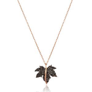 Feuille Design Noir Zircon Pierre Forme Turc À La Main En Gros 925 Bijoux En Argent Sterling - Product Image 1