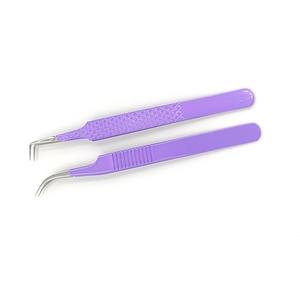 Pince à cils logo personnalisé avec manche peint violet, différents types de fibres, pince à cils logo unique, vente en gros de meilleure prise en main - Product Image 5