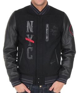 Chaqueta de béisbol con manga de cuero de vaca bordada para hombre, venta al por mayor, estilo universitario - Product Image 1