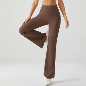 Leggings de yoga évasés pour femmes, coupe slim, taille élastique, respirants, avec logo personnalisé, polyester et élasthanne, nouveau style, best-seller - Product Image 1