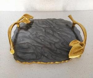 Vente en gros Plateaux de service en résine de mélamine Plateaux en marbre en plastique pour traiteur faisant la fabrication de fournisseur Grand plateau à sandwich pour restaurants - Product Image 4