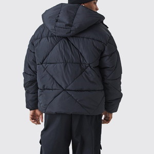 Custom Logo High Quality Men's <b>Winter</b> Thick Cotton Puffer Jacket Stand Collar with Full Zipper Canvas Front Casual Style - Product Image 3