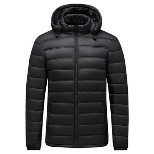 Veste matelassée légère pour homme en noir avec capuche Manteau d'hiver imperméable et chaud pour l'extérieur et les vêtements décontractésExpédition DDP - Product Image 1