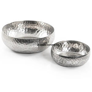 Juego de Dos Tazones para Chocolate Martillados con Acabado Plateado, Tazón para Dulces de Diseño, Excelente Calidad, Tazón para Chocolate Hecho a Mano - Product Image 1