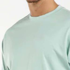 Camiseta de algodón pesado liso de talla grande, Camiseta de cuello simulado con logotipo estampado personalizado Unisex, camisetas de gran tamaño para hombre, servicio OEM - Product Image 3