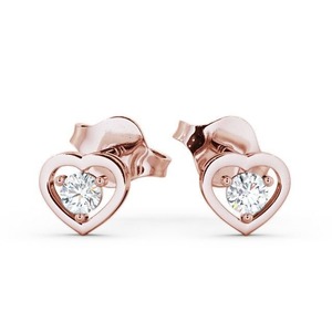 Boucles d'oreilles design classique à quatre griffes pour femmes boucles d'oreilles de luxe cultivées en laboratoire boucles d'oreilles en or blanc massif diamant rond en forme de coeur - Product Image 6