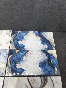 Carreaux de porcelaine bleus modernes 600x600mm Finition de sculpture Variété vitrifiée émaillée transformatrice pour murs sols Fonction brique réfractaire - Product Image 3