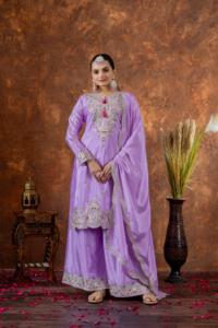 Impresionante traje de fiesta Salwar para adultos Vestido DE TRABAJO bordado con Secuencia de seda Chinon ¡Prepárate para brillar! Ropa India pakistaní - Product Image 6