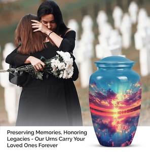 Puesta de sol sobre urnas de agua para cenizas humanas Metal para cenizas adultos personalizado para cenizas de mamá urnas funerarias urna conmemorativa - Product Image 5