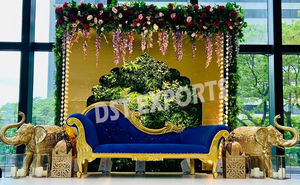 Escenario DE BODA Magnífico sofá italiano Diseñador de bodas Juego de sofás tallados Nuevos sofás de madera tallados en metal - Product Image 3