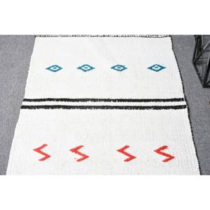 Alfombra de lana de retazos Beige moderna alfombra de sala de estar de tejido plano turco de 2,2x12,7 pies con respaldo de látex - Product Image 3