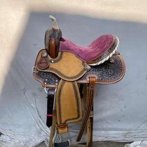 Ensemble de selle western en cuir avec décorations en bois de qualité supérieure pour la course de barils |   Accessoires en acier inoxydable façonnés à la main, ensemble de tack gratuit pour l'équitation - Product Image 1