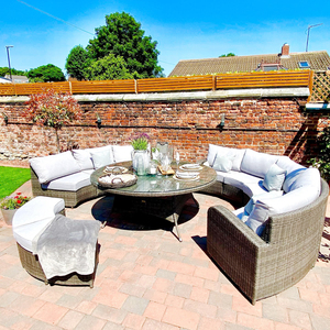 Juego de sofá de ratán para exteriores/interiores de villa moderna con cojines de PU y mesa de cristal para balcón, terraza, invernadero, cocina - Product Image 2